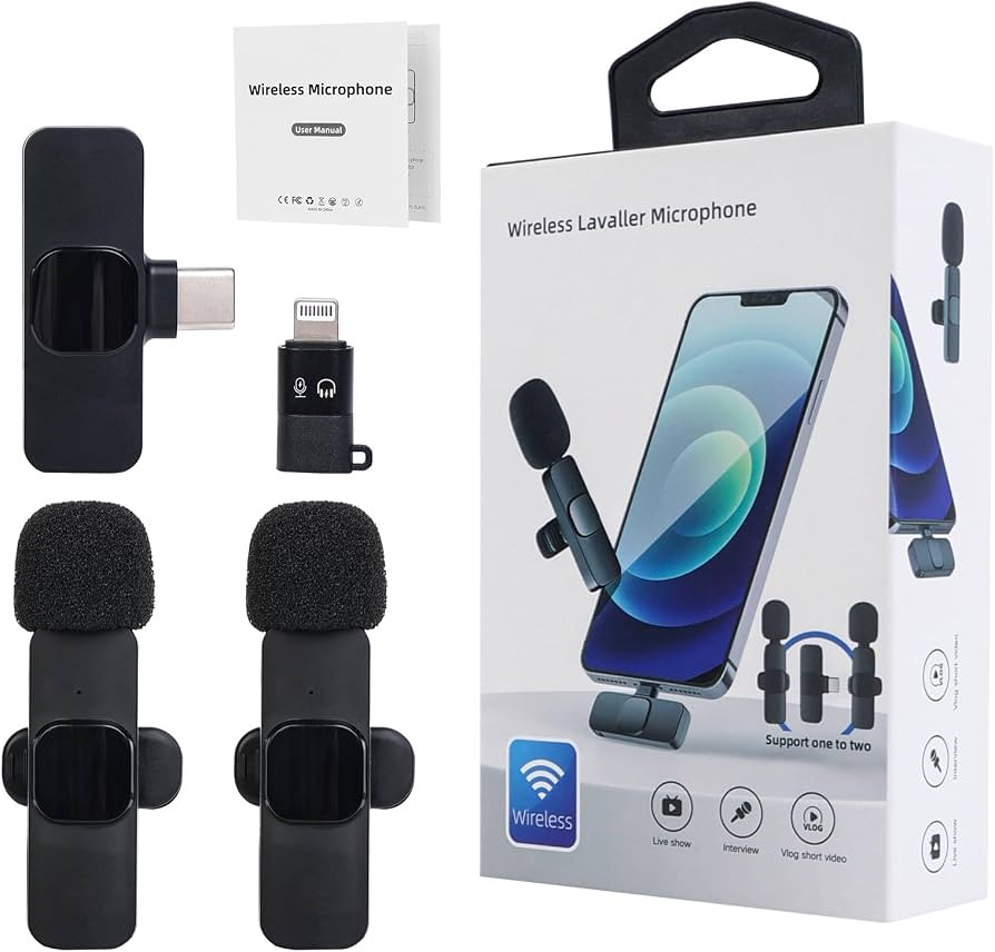 MKHS Wireless Microphones, 2 Lavalier Microphone Wireless Microphone for Video Recording TikTok Y... | Amazon (US)