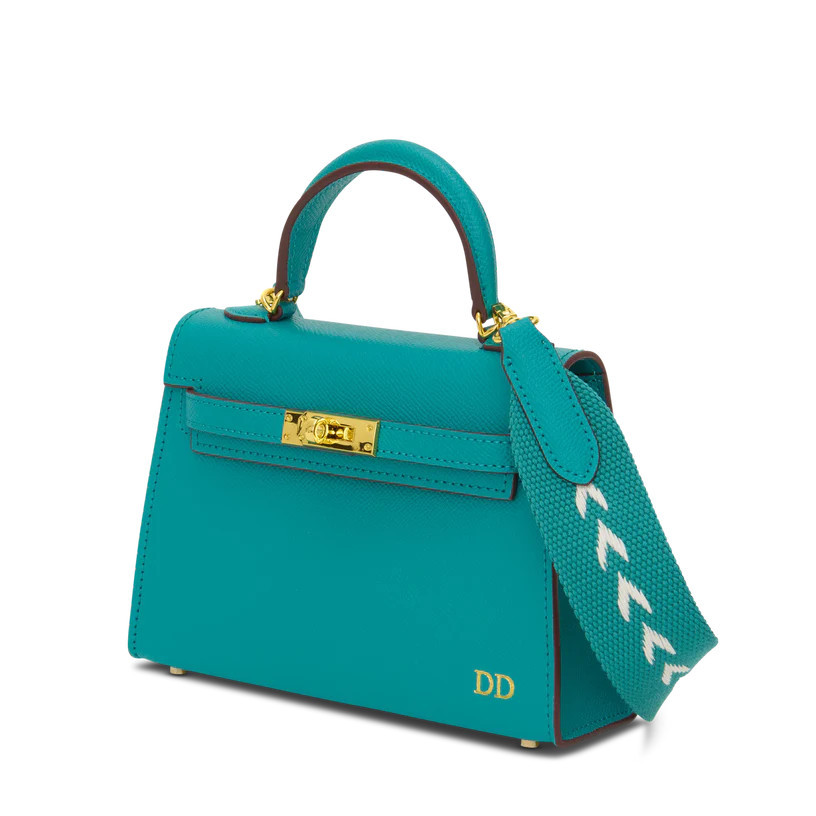 Lily & Bean Hettie Mini Bag - Peacock Blue with Initials & Patterned S | Lily and Bean