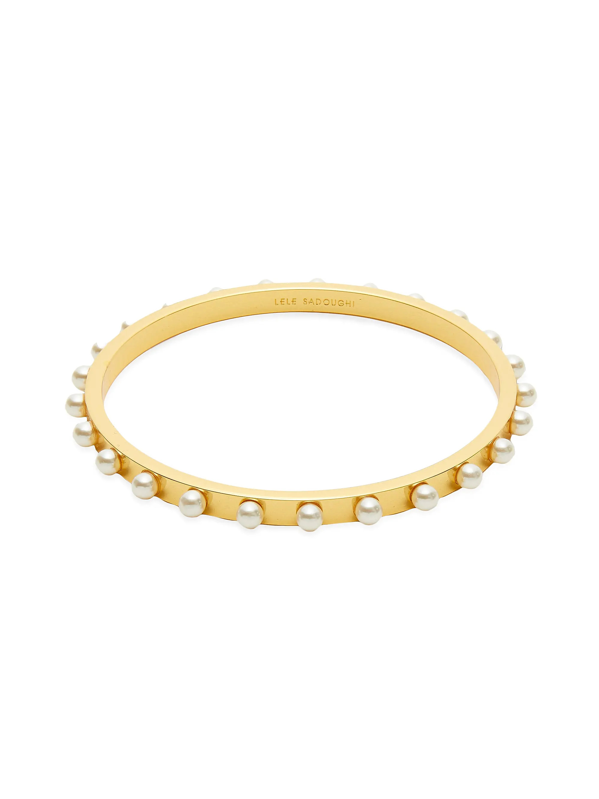 Track 14K Gold-Plated & Acrylic Pearl Bangle | Saks Fifth Avenue