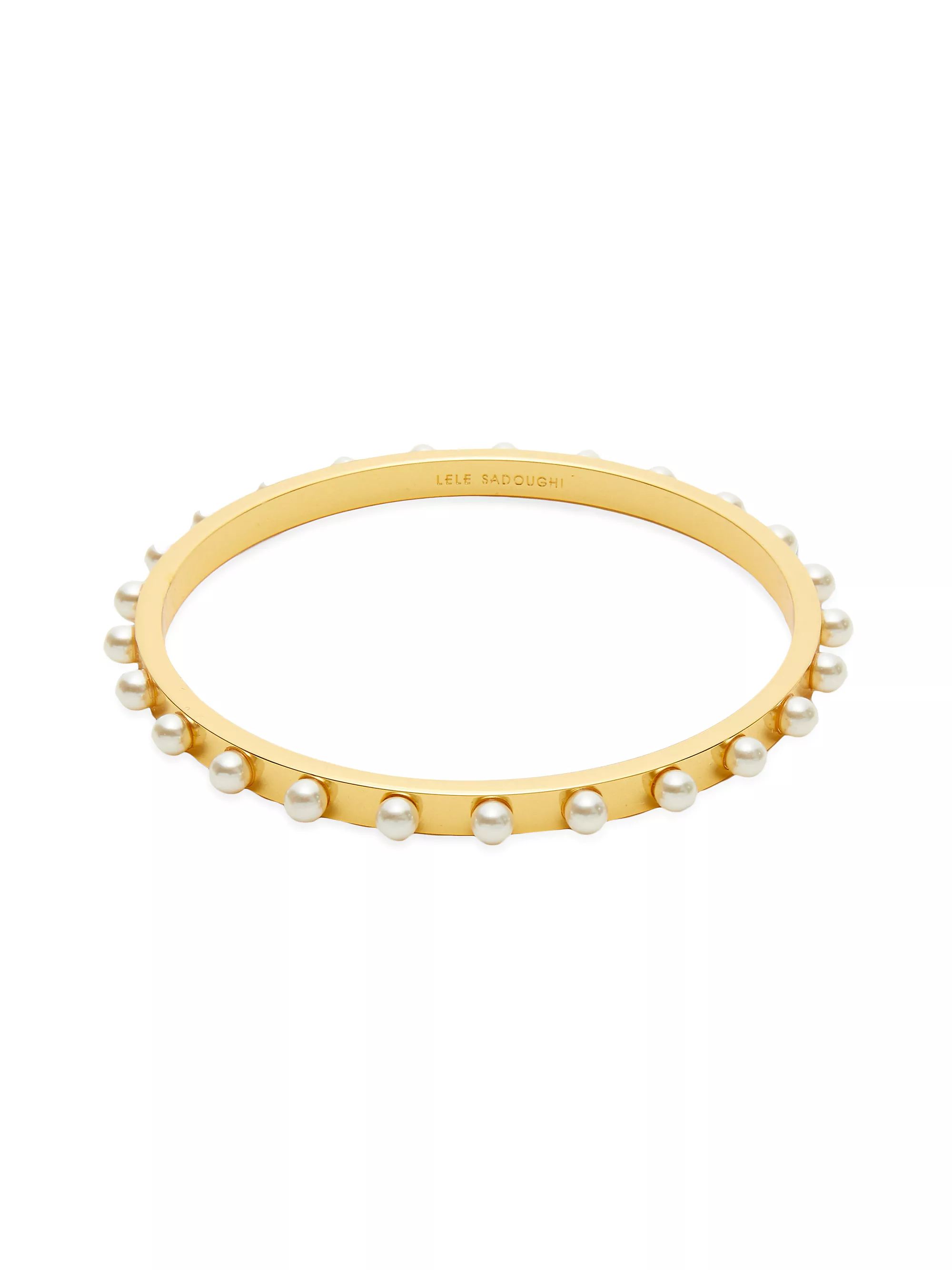 Track 14K Gold-Plated & Acrylic Pearl Bangle | Saks Fifth Avenue