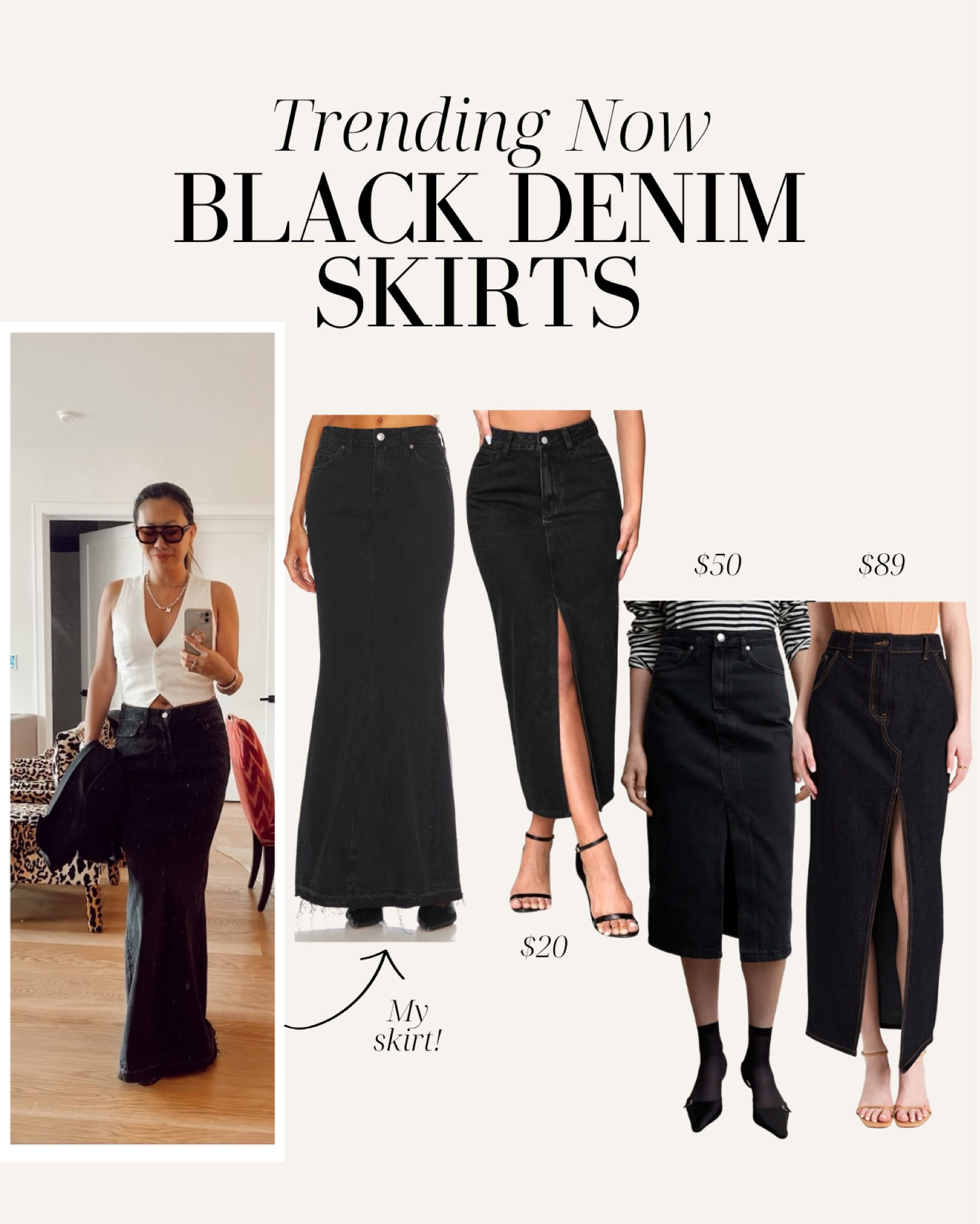 Black jean outlet skirt outfit 50