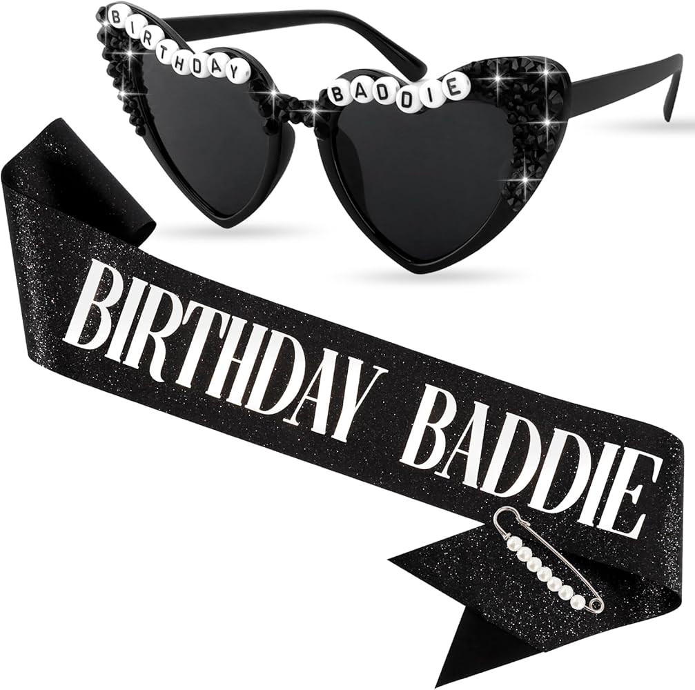 CUBACO Birthday Baddie Sash and Sunglasses for Women, Birthday Girl Outfit Suitable 21st 25th 30t... | Amazon (US)