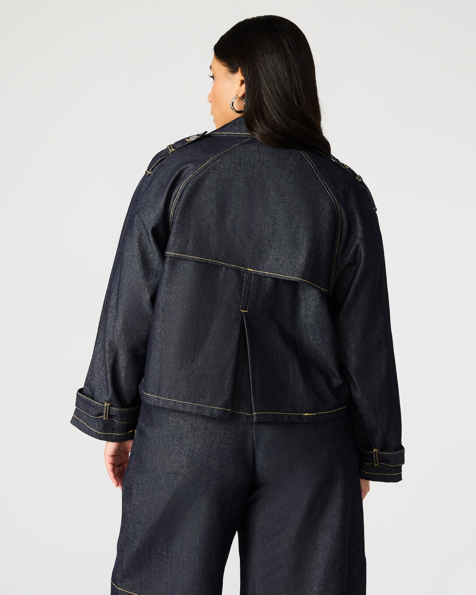 SIRUS Indigo Women's Cropped Denim Trench Coat | Steve Madden (US)