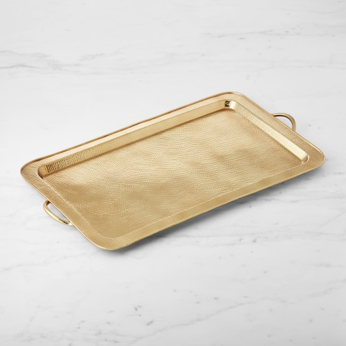 Hammered Rectangle Tray, Antique Brass | Williams-Sonoma