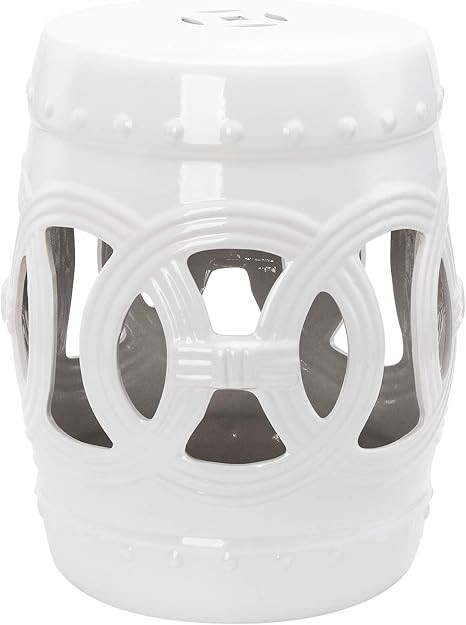 Outsunny 14" Multi-Use Ceramic Garden Stool / Round Side Table / Foot Rest with Knotted Ring Desi... | Amazon (US)