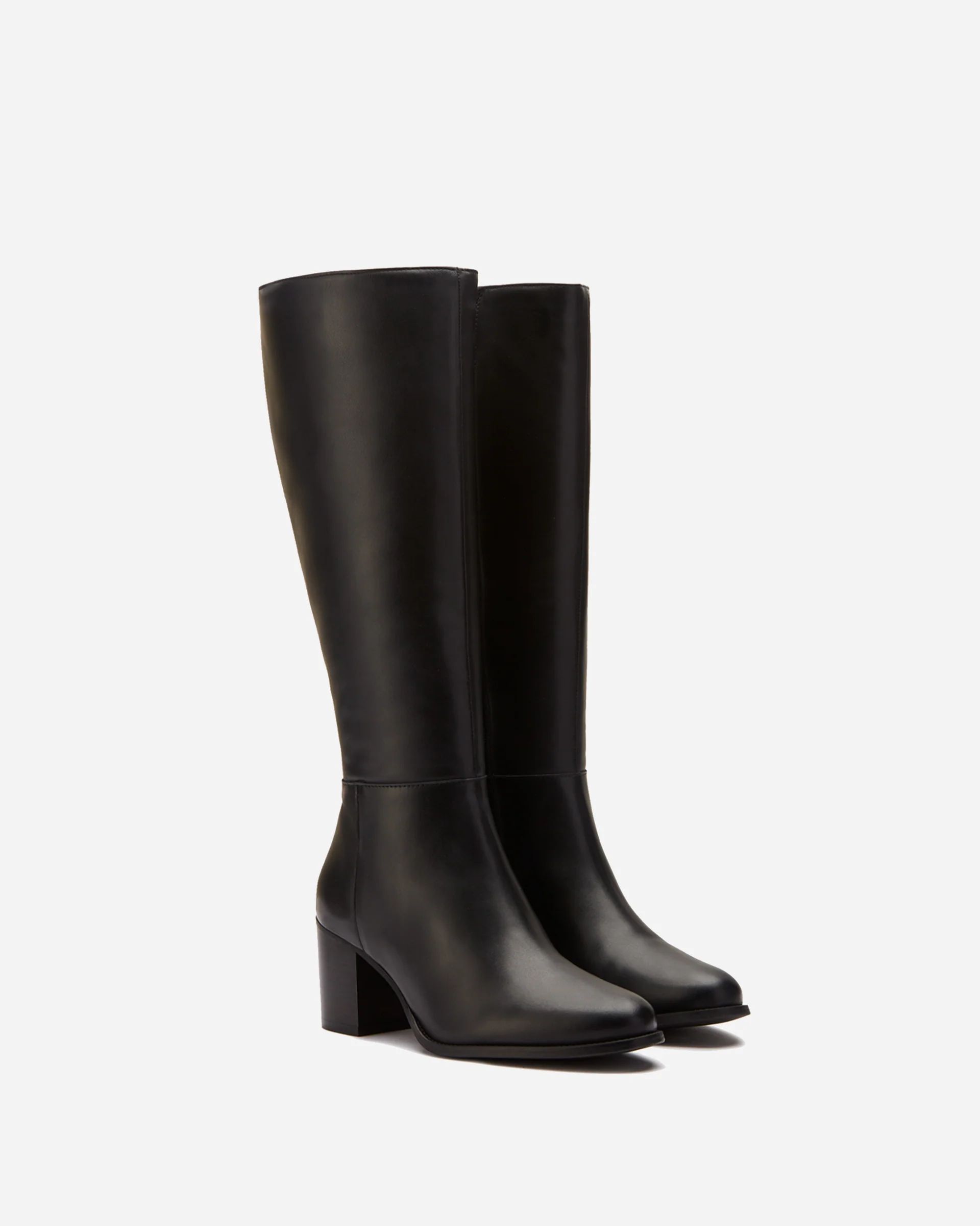 Dalia Standard Knee High Boots in Black Leather | DuoBoots