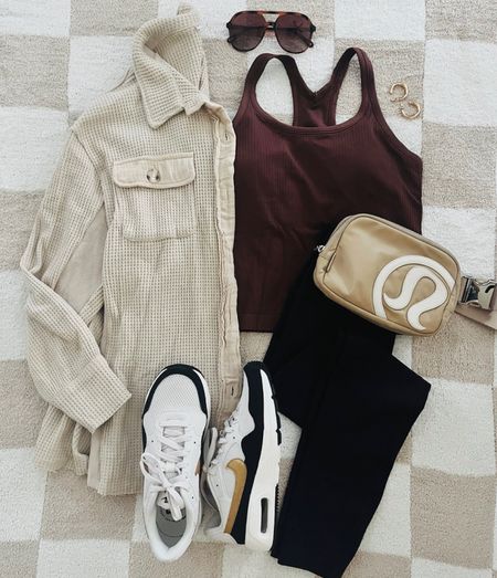 Fall workout style 👊🏼
This waffle knit shirt is the perfect layer to throw on in the morning! (size up)
Tank w/built-in bra (size up, 8)
Buttery soft leggings (tts, s)
Lulu belt bag
Nike sneakers (size up 1/2)

#LTKitbag #LTKfitness #LTKshoecrush