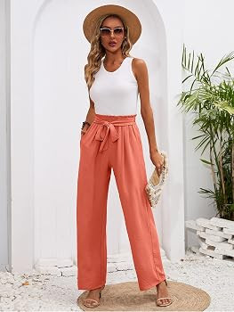 Heymoments Women's Wide Leg Lounge Pants with Pockets Lightweight High Waisted Adjustable Tie Kno... | Amazon (US)