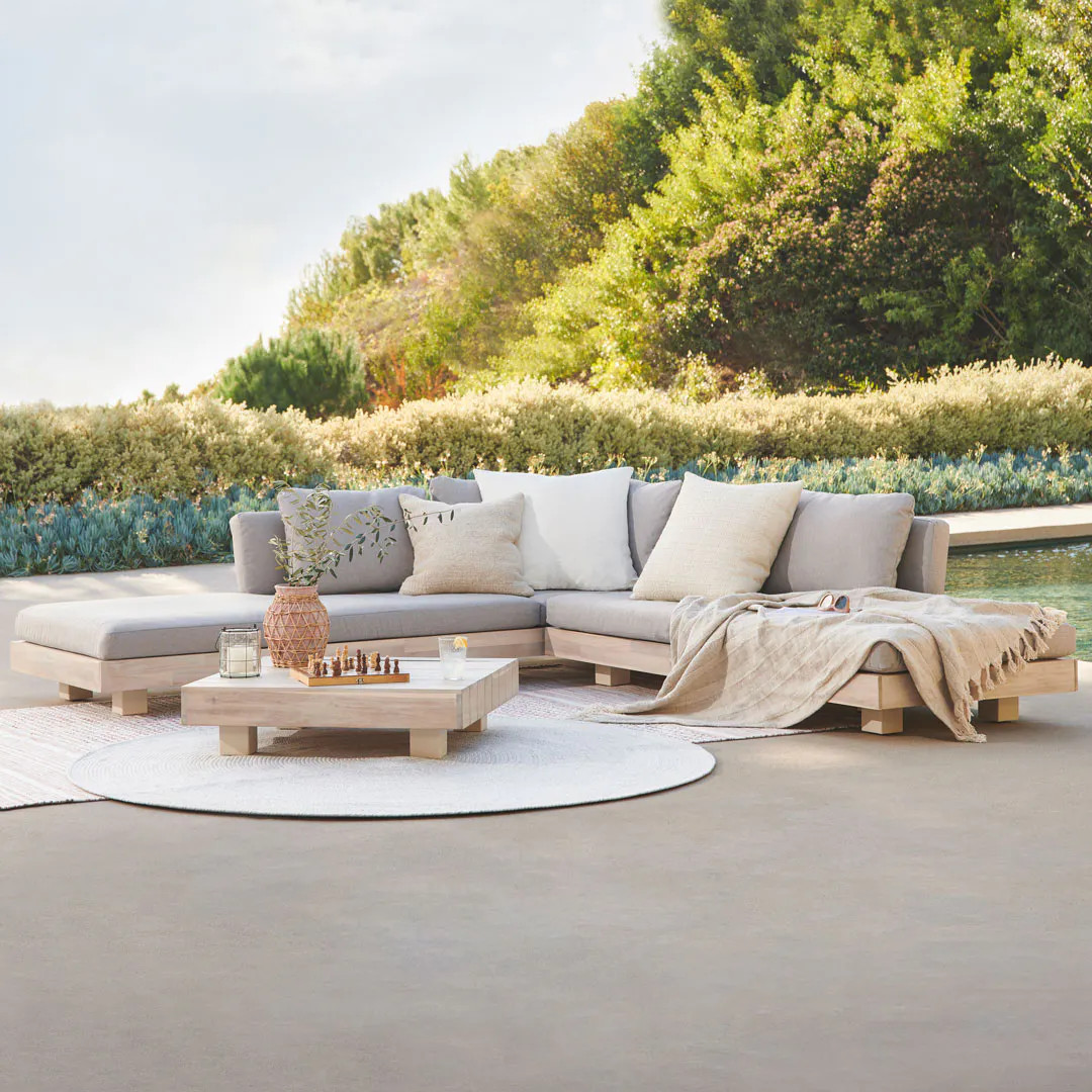 Lubek 100.5" Outdoor Low Corner Sectional Set - Beach Sand | Article