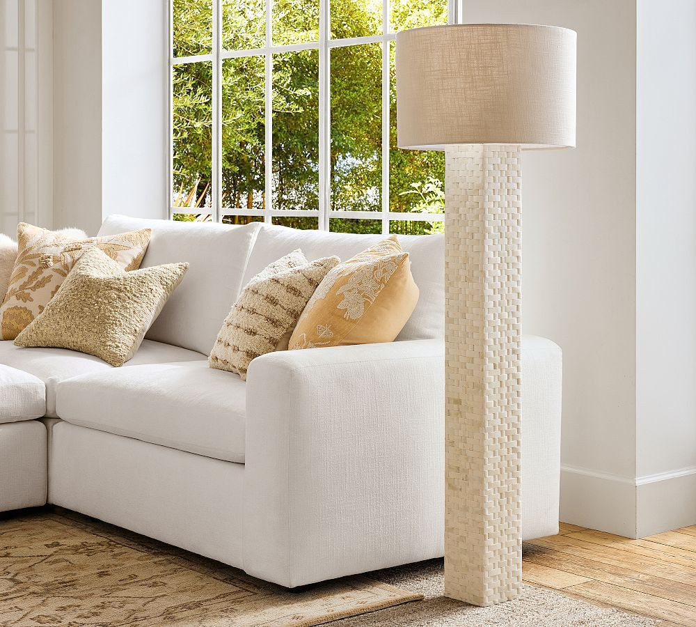 Lila Woven Bone Inlay Floor Lamp (58") | Pottery Barn (US)