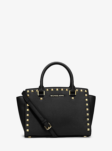 Selma Medium Studded Saffiano Leather Satchel | Michael Kors US & CA