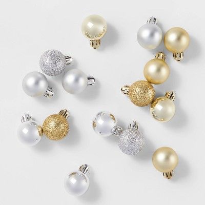 25ct Farmhouse Christmas Ornament Set Gold Silver - Wondershop™ | Target
