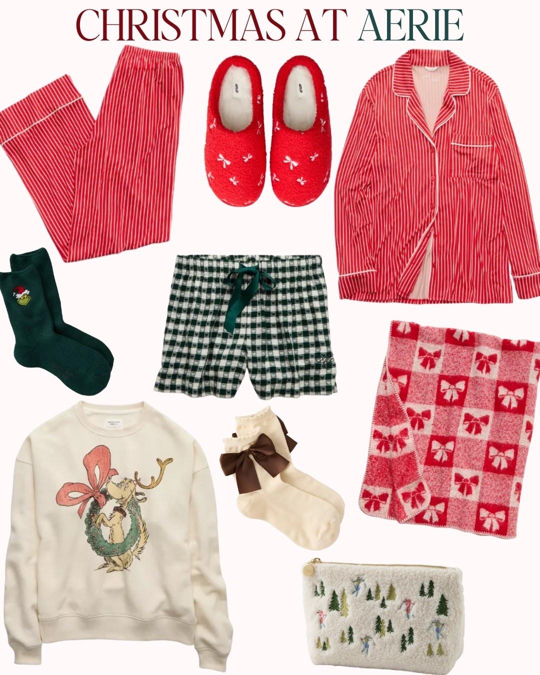 #aerie #ae #americaneagle #christmas #holidayseason #christmaspajamas #pajamas #loungewear #sleepshorts #socks #slippers 

#LTKHoliday #LTKGiftGuide #LTKCyberWeek