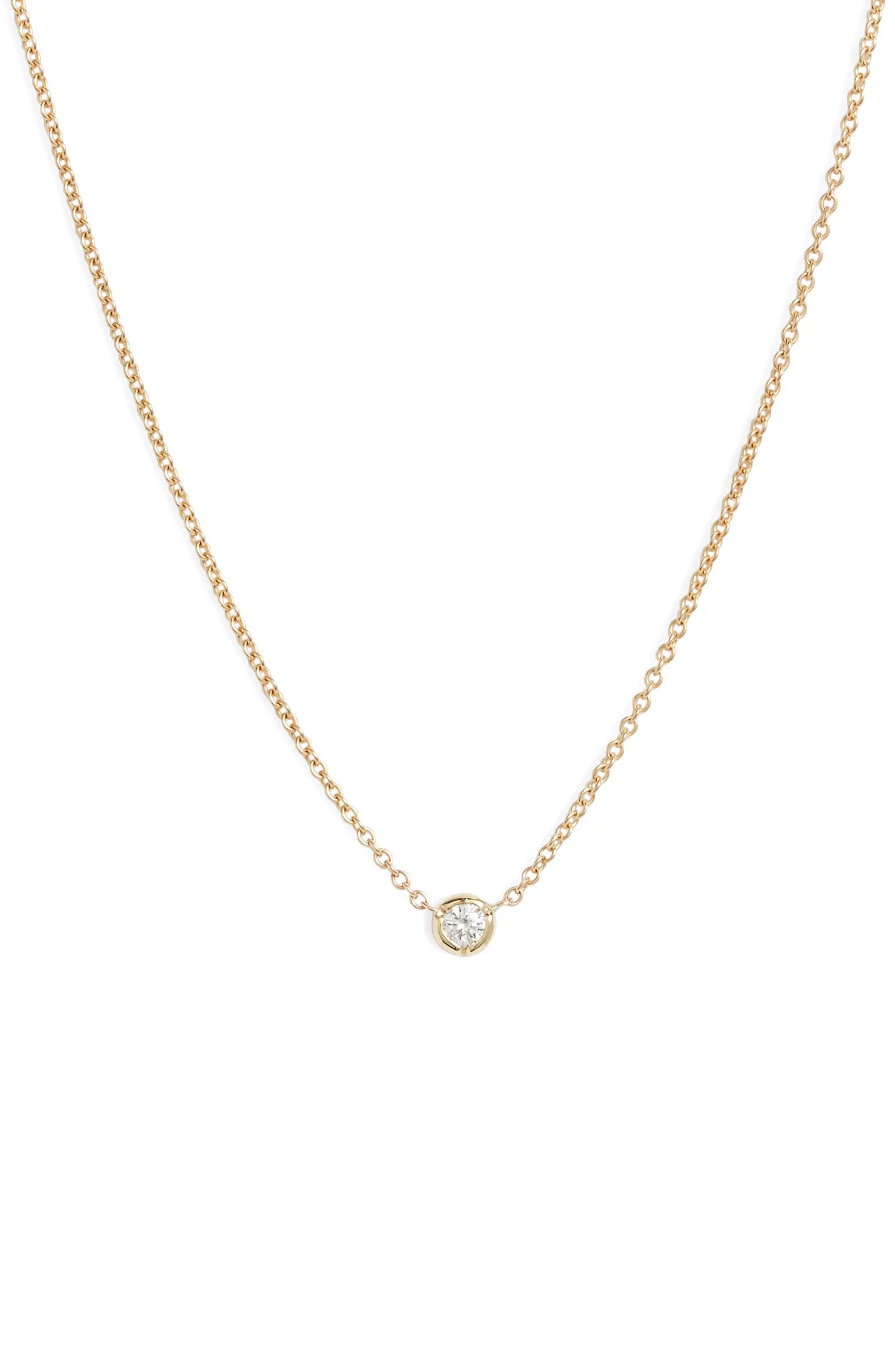 Bony Levy Petite Bezel Diamond Solitaire Necklace | Nordstrom | Nordstrom