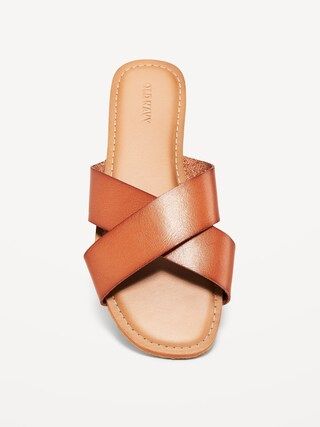 Faux-Leather Cross-Strap Sandals for Women | Old Navy (US)