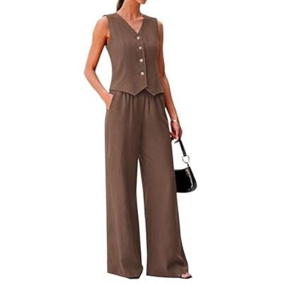 KIRUNDO Vest Tops Pant Suits for Women Dressy Business Casual 2 Piece Set… | Amazon (US)