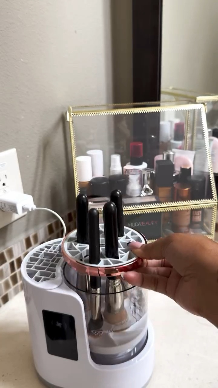Time to organize your beauty products! You’ll need a good cleaning solution for the brush cleaning machine…for it to work properly! I’ll send the one I use🥰 #skincare 

#LTKSpringSale #LTKActive #LTKHome
