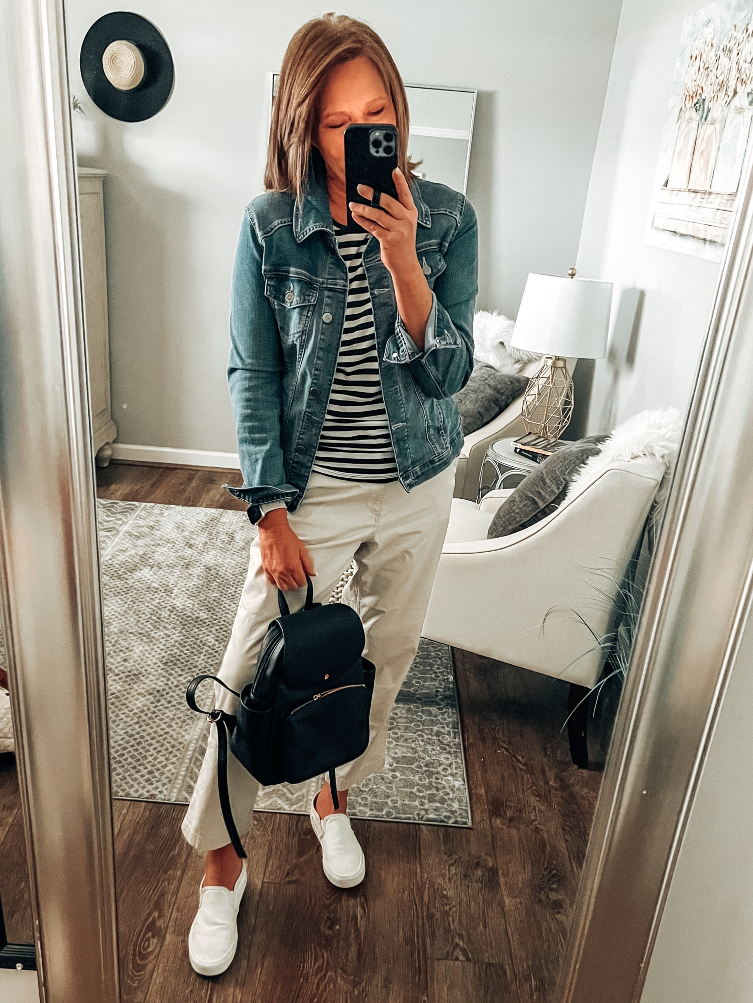 Cute striped tank tee from J. Crew Factory is on sale and comes in more colors. Fits tts. Styled with the J. Crew Factory twill chinos, white Vans sneakers and denim jacket with Lauren Conrad backpack from Kohl’s that’s also on sale and comes in more colors 

Every day outfit, casual outfit, casual workwear, sale, classic outfits, denim jackets, twill pants, white sneakers, backpack purse, fashion over 40

#LTKunder50 #LTKstyletip #LTKsalealert