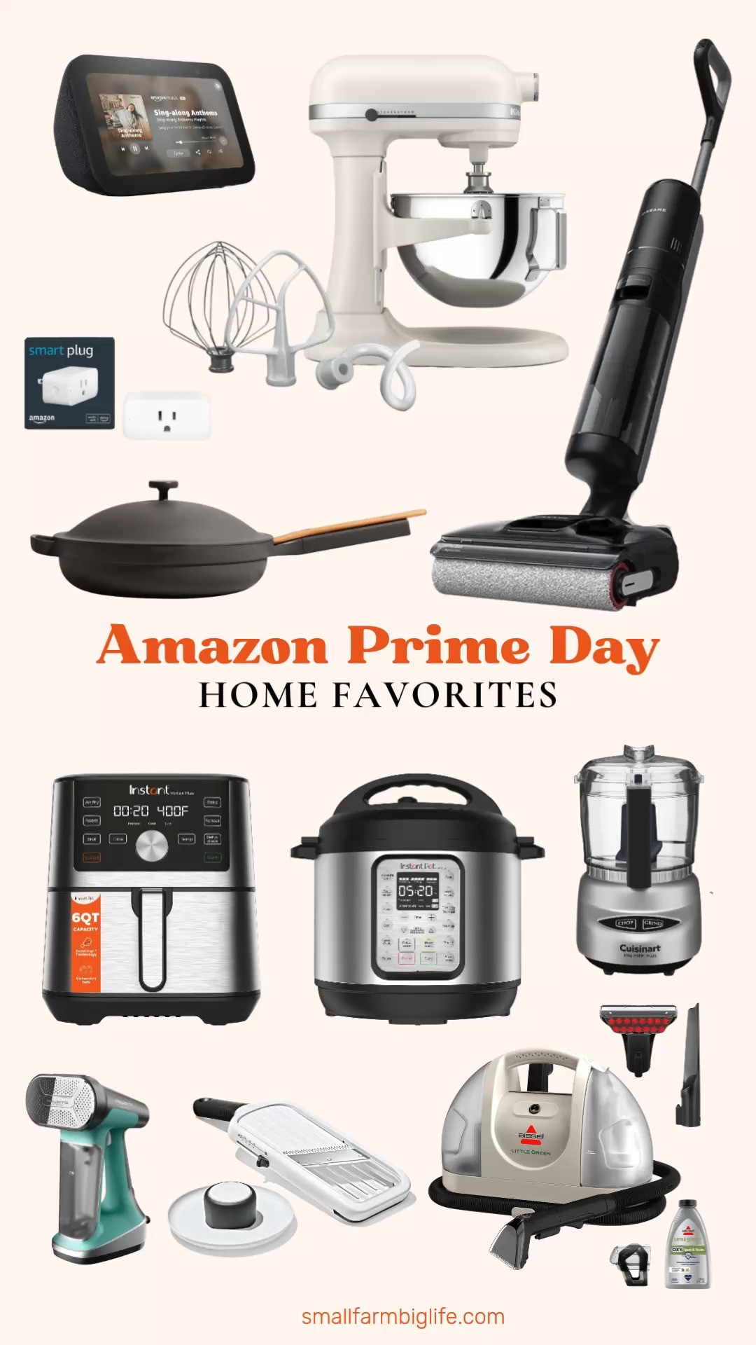 Prime Day is the best time to invest in kitchen and home tools you will actually use every single day and these are the pieces I reach for constantly in my own home. The Our Place Always Pan is my absolute favorite pan and I use it multiple times a week for everything from sautéing vegetables to making sauces. The KitchenAid stand mixer is the one kitchen investment I always tell people is worth every penny and Prime Day is the best time of year to grab one. The Instant Pot and Vortex Air Fryer are both workhorses in my kitchen and the Bissell Little Green is one of those tools you do not know you need until you have it and then you wonder how you lived without it. The Echo Show 5 is great for following recipes hands free in the kitchen, the Cuisinart mini food processor is a must for homemade dressings and pesto, and the OXO mandoline is my favorite tool for summer salads right now. The Rowenta steamer and iron and the Amazon Smart Plug round out this round up with two practical home essentials worth grabbing at the sale price. Tap to shop and save the post so you have it ready while Prime Day deals are still live! 

 #LTKfoodie #LTKHome #LTKSaleAlert