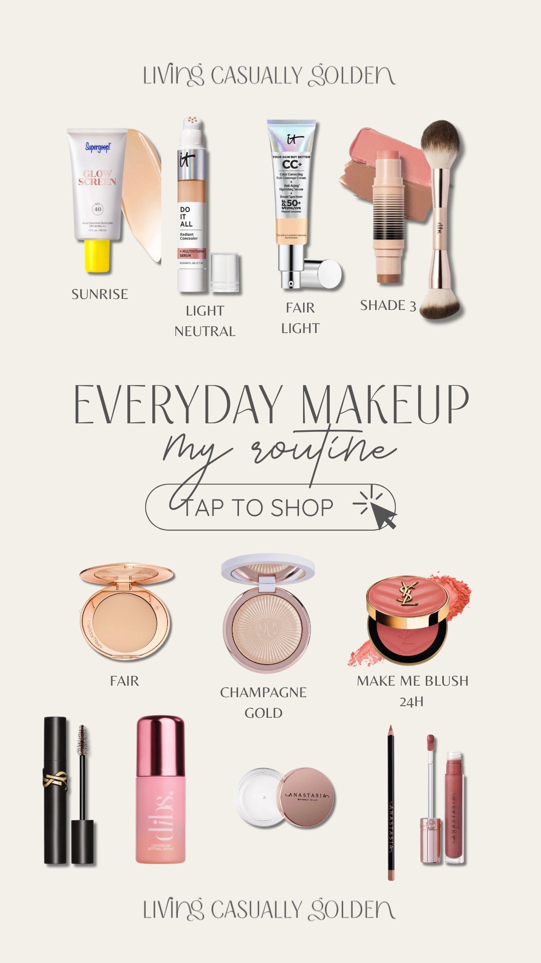 My everyday makeup routine! Code LIVINGCASUALLY works at Dibs & code ABHCHEYENNE works at Anastasia!

#LTKStyleTip #LTKBeauty #LTKSummerEdit
