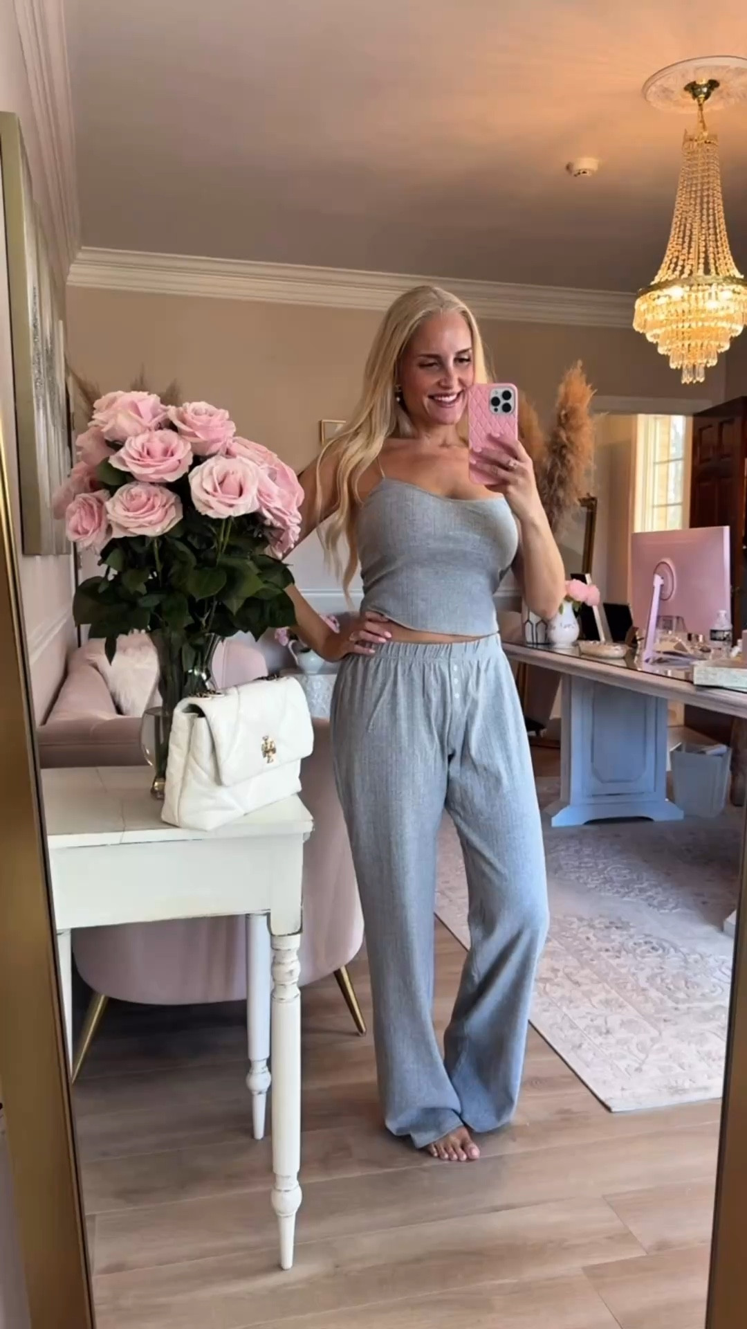 A cute pointelle lounge set that comes in several pretty colors. So soft and comfy! This is the color grey. I'm wearing a small in the top and a medium in the bottom.

#sponsored

#LTKdayinmylife #LTKgrwm #LTKootd