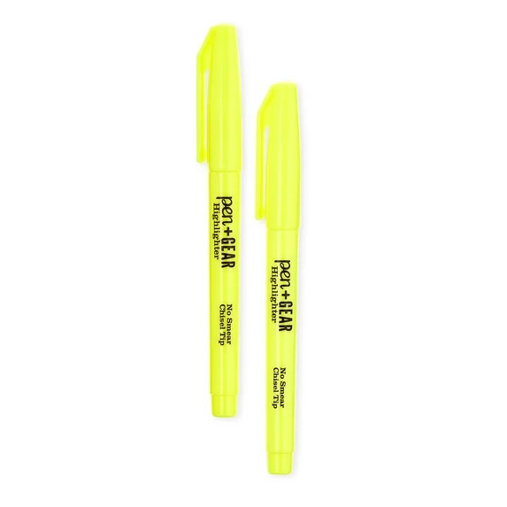 Pen+Gear Pocket Highlighter, Chisel Tip, Yellow, 2 Count | Walmart (US)