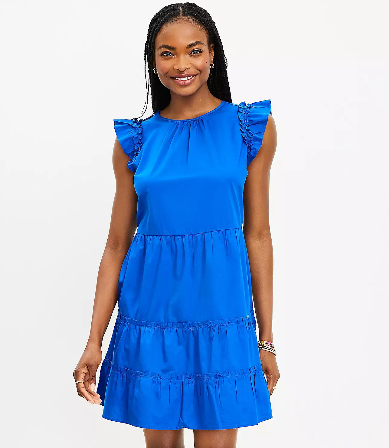 Flutter Sleeve Tiered Swing Dress | LOFT