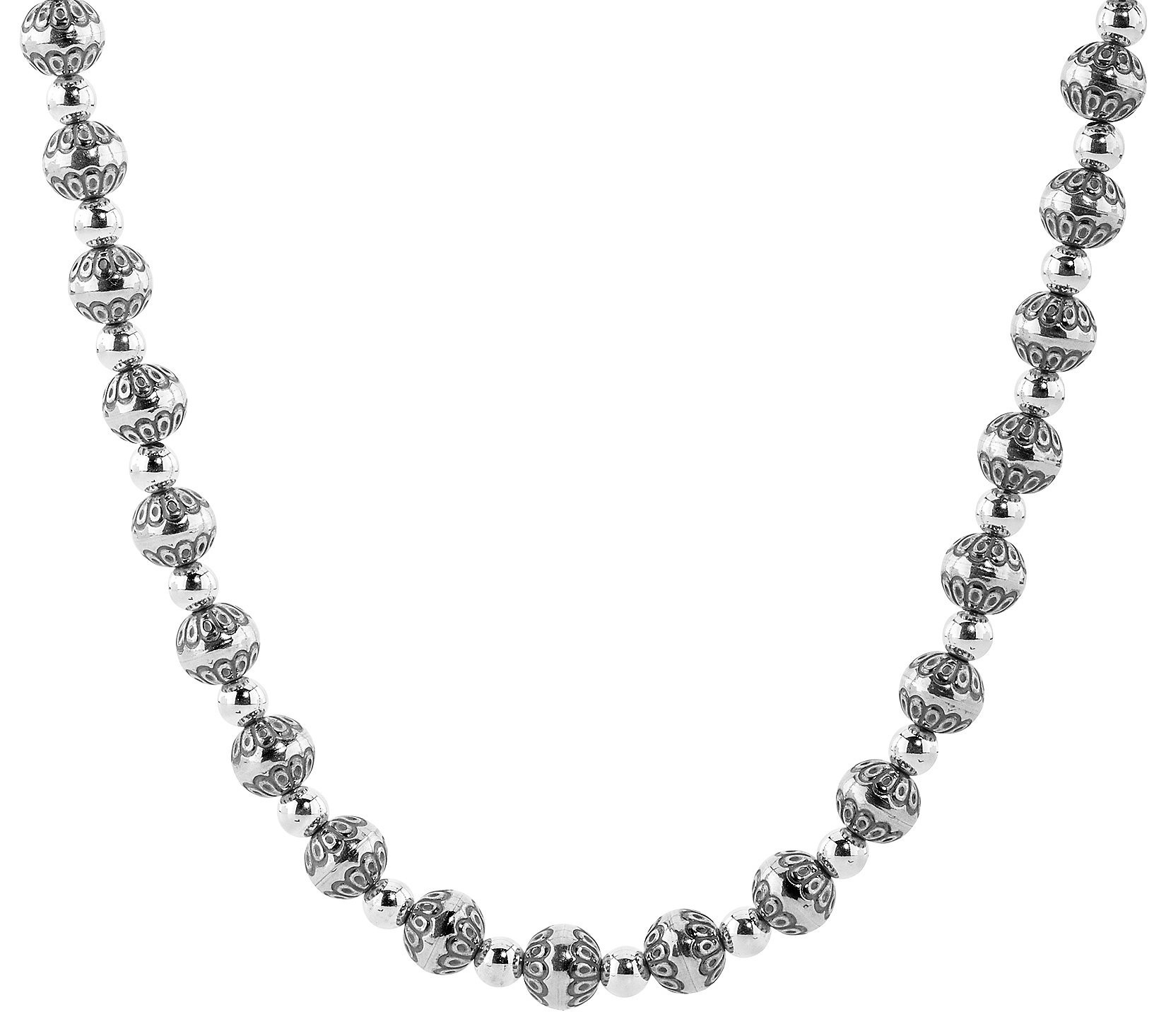 American West Sterling Silver Stamped Beaded Necklace | QVC