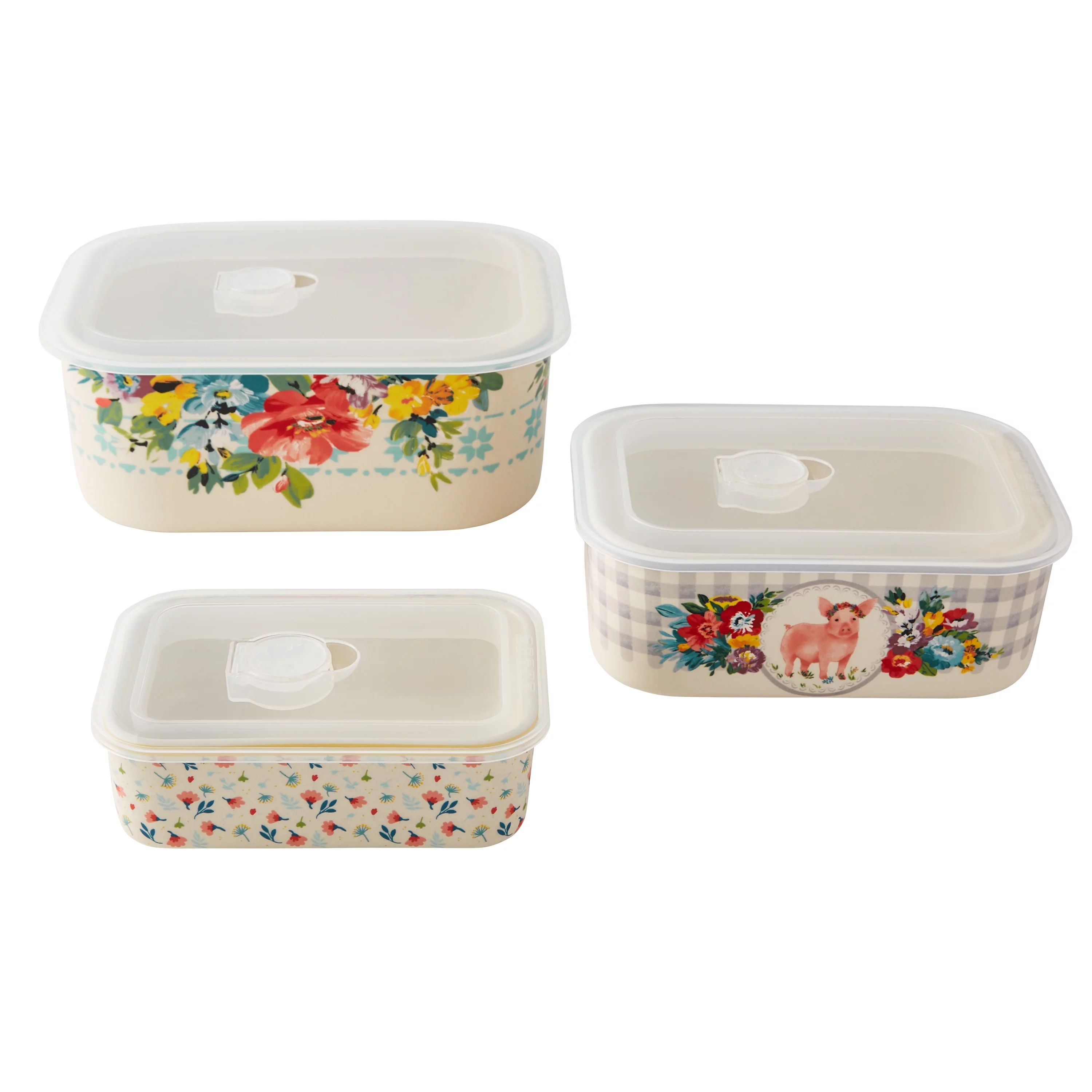 The Pioneer Woman Sweet Romance Blossoms 6-Piece Rectangle Ceramic Nesting Bowls - Walmart.com | Walmart (US)