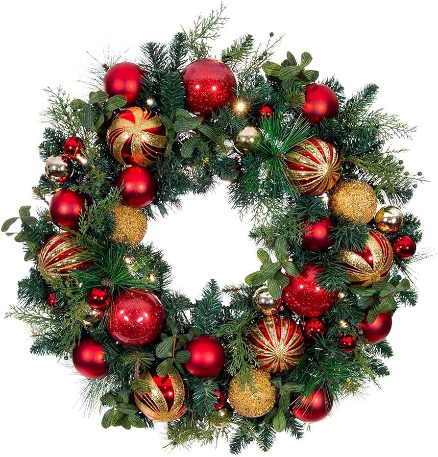 [30 Inch Artificial Christmas Wreath] - Christmas Classic Collection - Red and Gold Decoration - ... | Amazon (US)