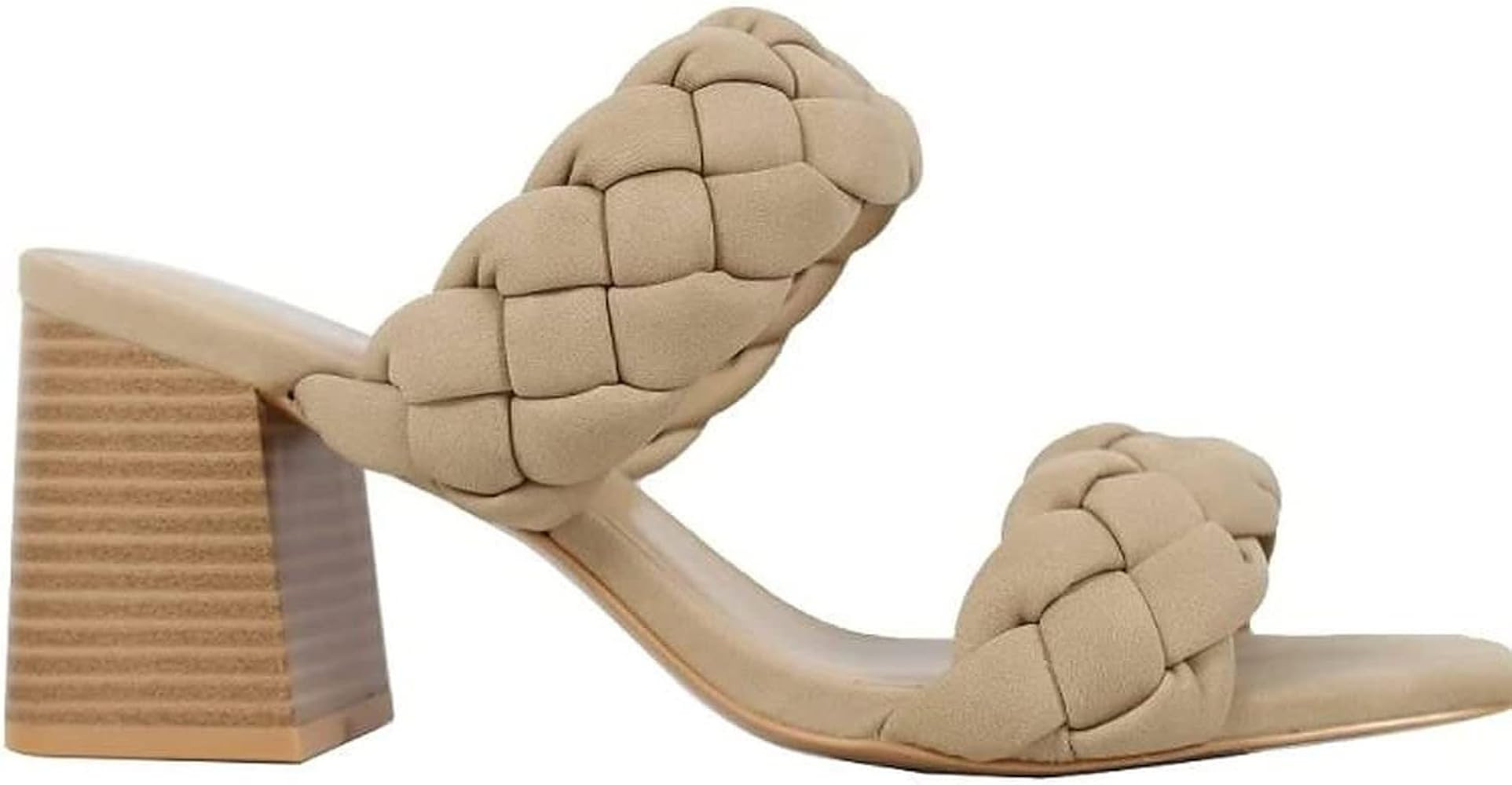SODA MOSTLY ~ Women's Braided Open Toe Double Strap Stacked Heels | Amazon (US)