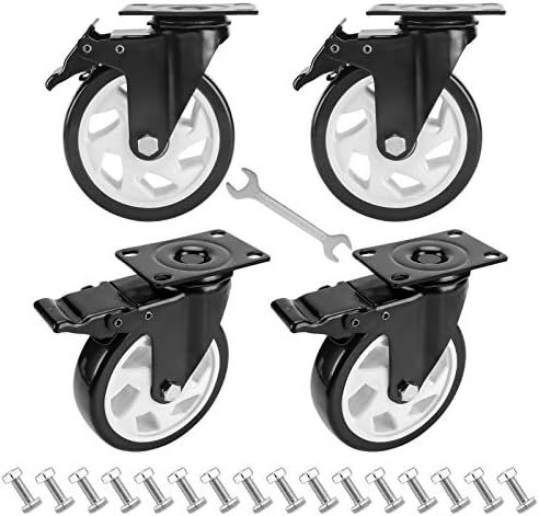 5” Caster Wheels Set of 4, Heavy Duty Casters with Brake, No Noise Locking Casters for Furnitur... | Amazon (US)
