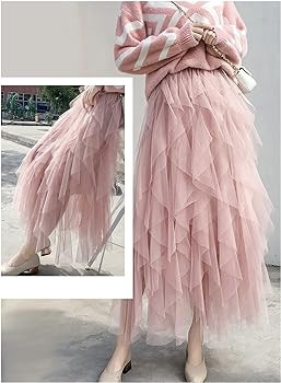 Tulle Skirts for Women Long Length Tutu Fairy Tiered Skirt A Line Mesh Elastic Waist Skirts | Amazon (US)