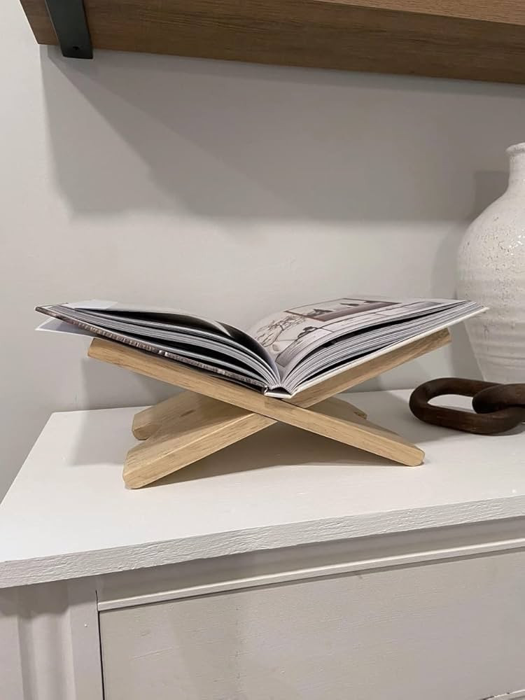 Weathered Oak Open Book Display | Wood Book Display | Wood Book Stand | Recipe Book Stand | Studi... | Amazon (US)