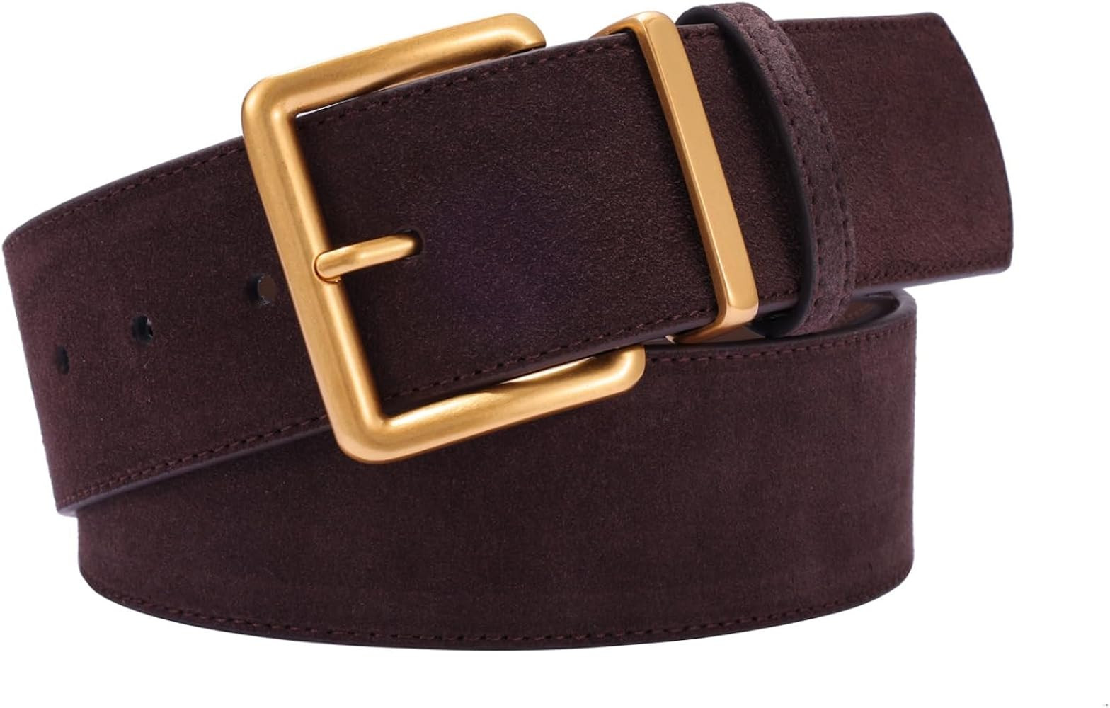 Wide Women Suede Leather Belt for Dresses Jeans Fashion Gold Buckle Ladies Waist Belts | Amazon (US)
