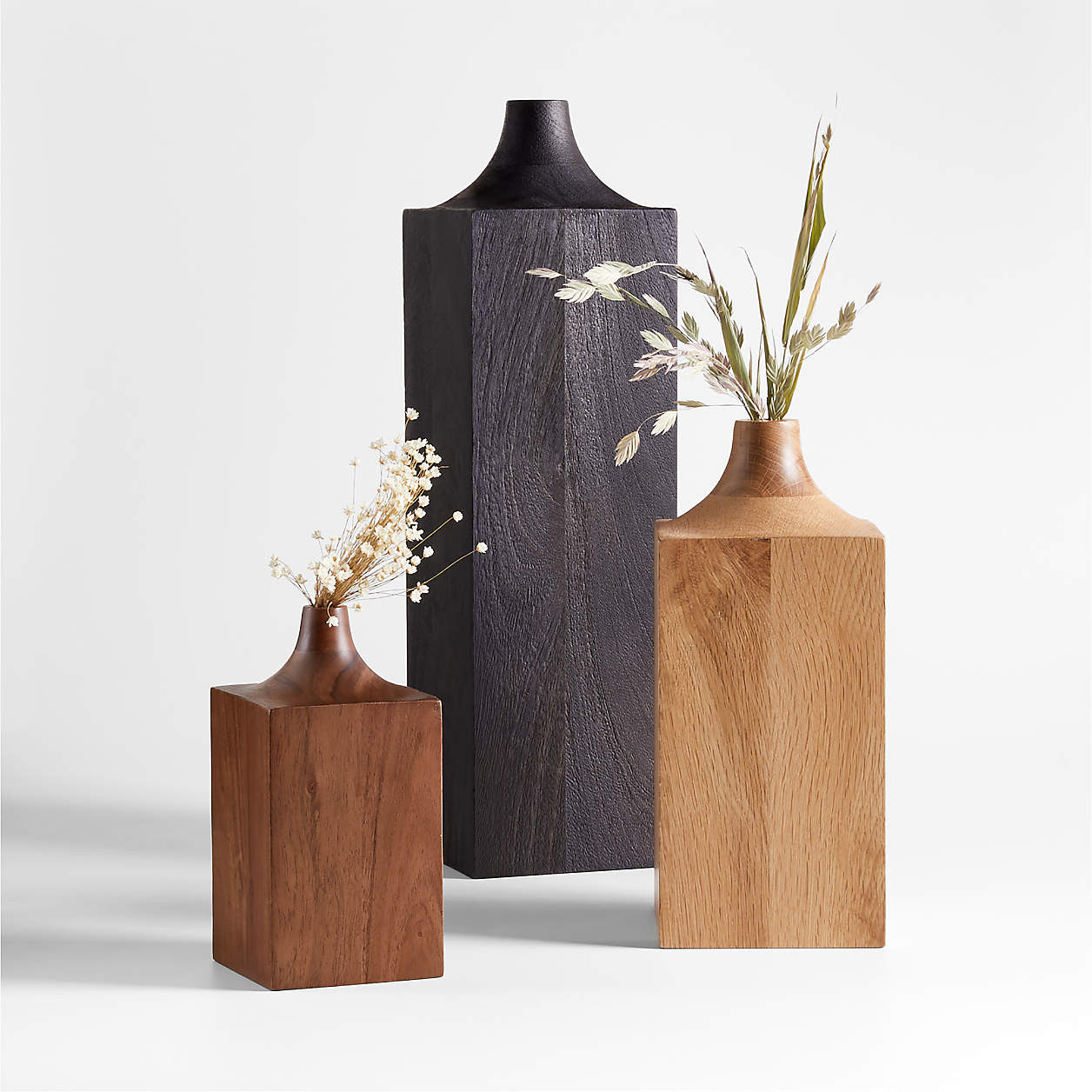 Izumo Small Walnut Wood Vase 7.5" + Reviews | Crate & Barrel | Crate & Barrel