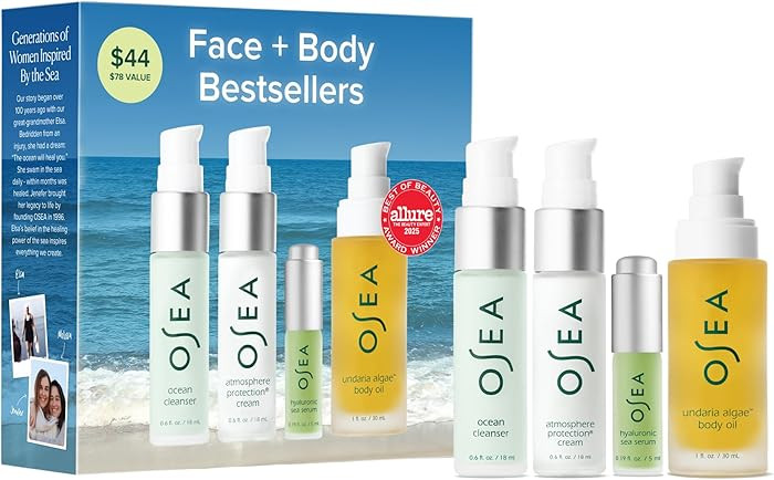 OSEA Bestsellers Set For Face + Body -4-piece Skin Care Set - Body Oil, Face Cleanser, Face Cream... | Amazon (US)