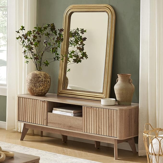 mopio Brooklyn Mid-Century Modern TV Stand with Drawer, for TVs up to 59” Waveform Panel, Sleek... | Amazon (US)