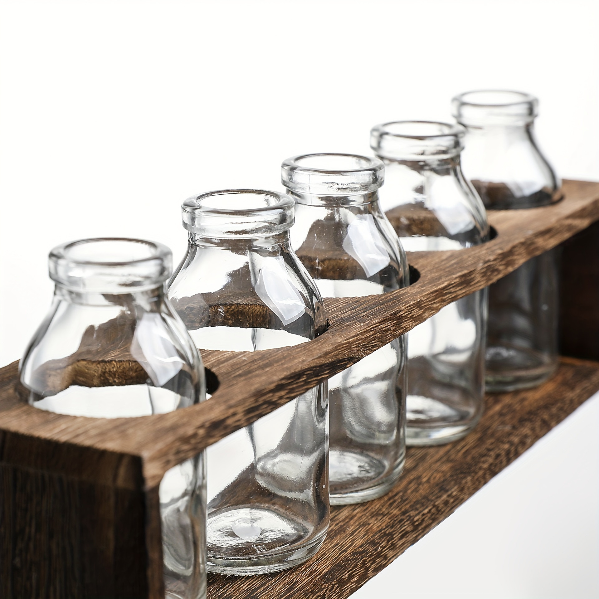 Rustic Glass Bud Bottle Vase Wooden Box Stand Country Style - Temu | Temu Affiliate Program