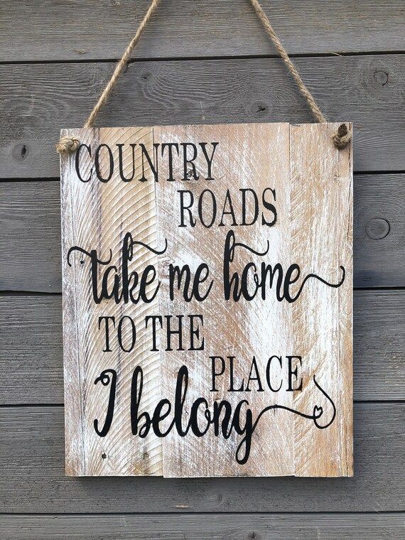 Country Roads Wood Sign - Take Me Home - Rustic Country Decor - Man Cave Art - Pallet Wood Sign -... | Etsy (US)