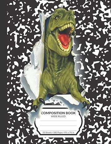 Composition Book: Black T-Rex Dinosaur Marble Pattern School Notebook | 100 Wide Ruled Blank Line... | Amazon (US)