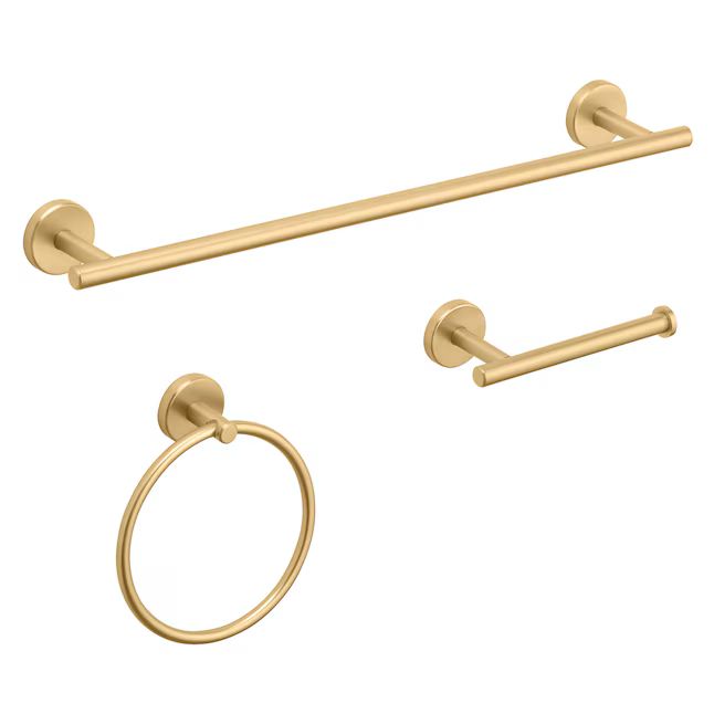 allen + roth 3-Piece Harlow Gold Decorative Bathroom Hardware Set with Towel Bar,Toilet Paper Hol... | Lowe's