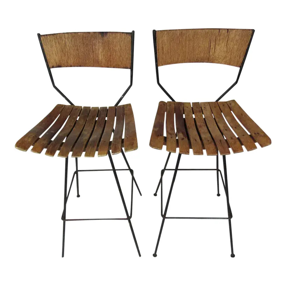 Arthur Umanoff Swivel Slat Stools for Raymor - a Pair | Chairish