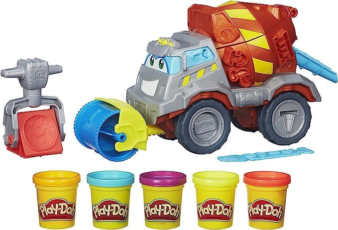 Play-Doh Max the Cement Mixer Toy Construction Truck with 5 Non-Toxic Play-Doh Colors, 2-Ounce Ca... | Amazon (US)