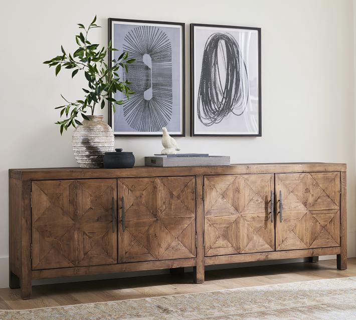 Jovi Carved Reclaimed Wood Buffet, Distressed Blue | Pottery Barn (US)
