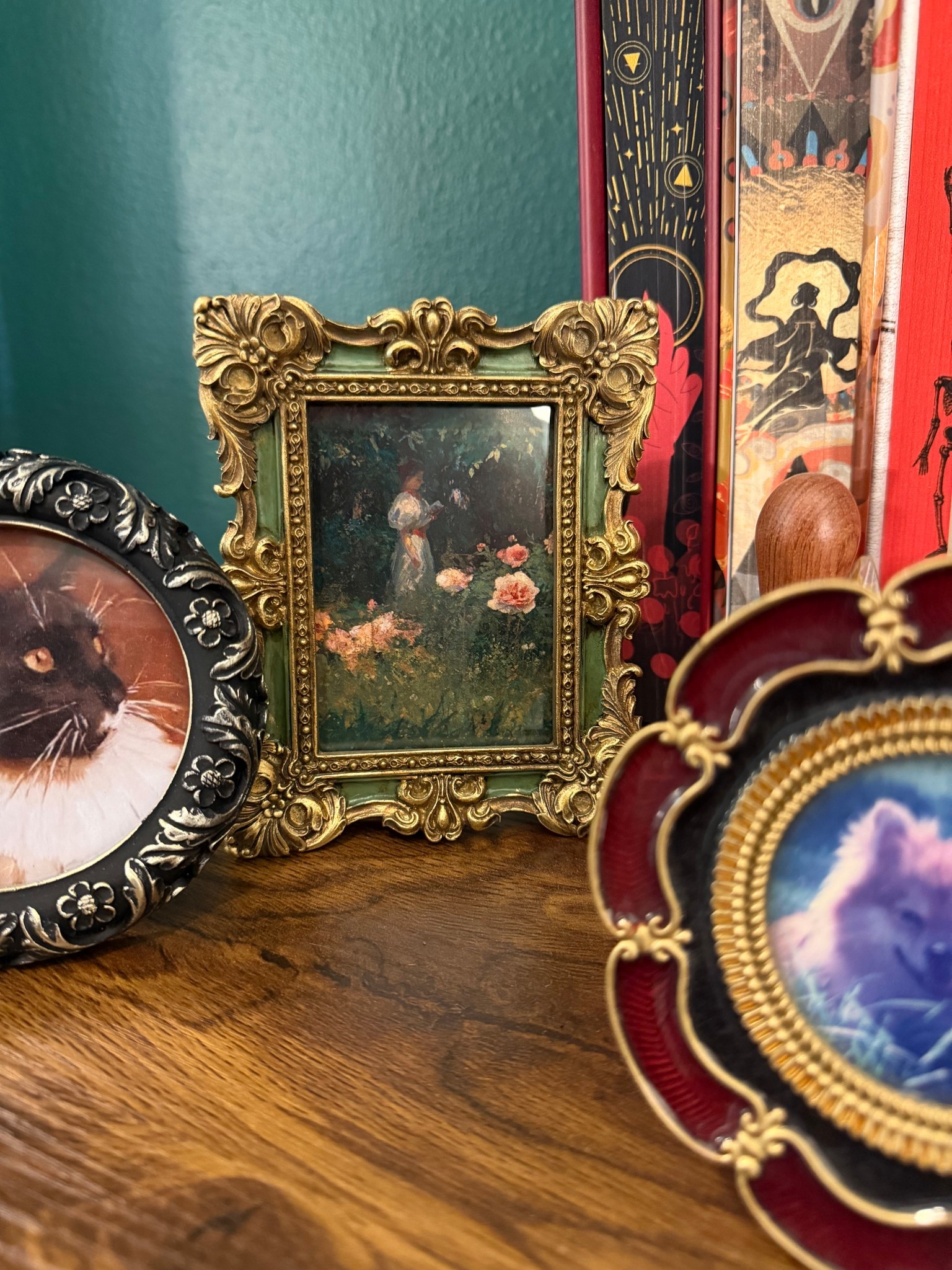 Cottagecore meets cozy home office 💚 These little art prints feel like tiny storybook moments, and the full set is on sale right now. I’m linking the prints I framed along with my favorite ornate, vintage-style frames — perfect for anyone who loves cottagecore, classic art, or soft, romantic decor.

#LTKstorytime #LTKFindsUnder50 #LTKHome