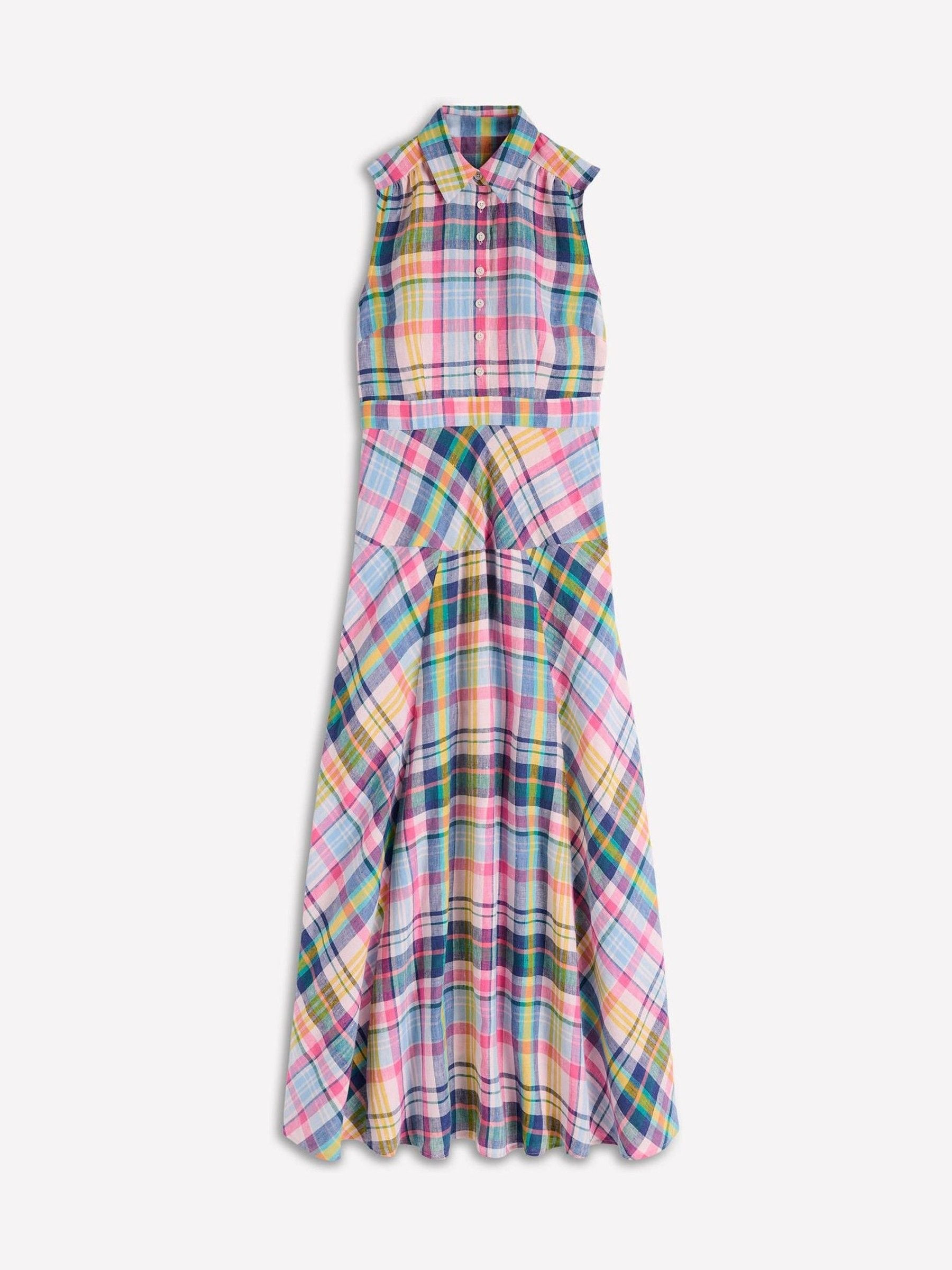 Boden Boden Blue Erma Drop Waist Linen Dress | Next US