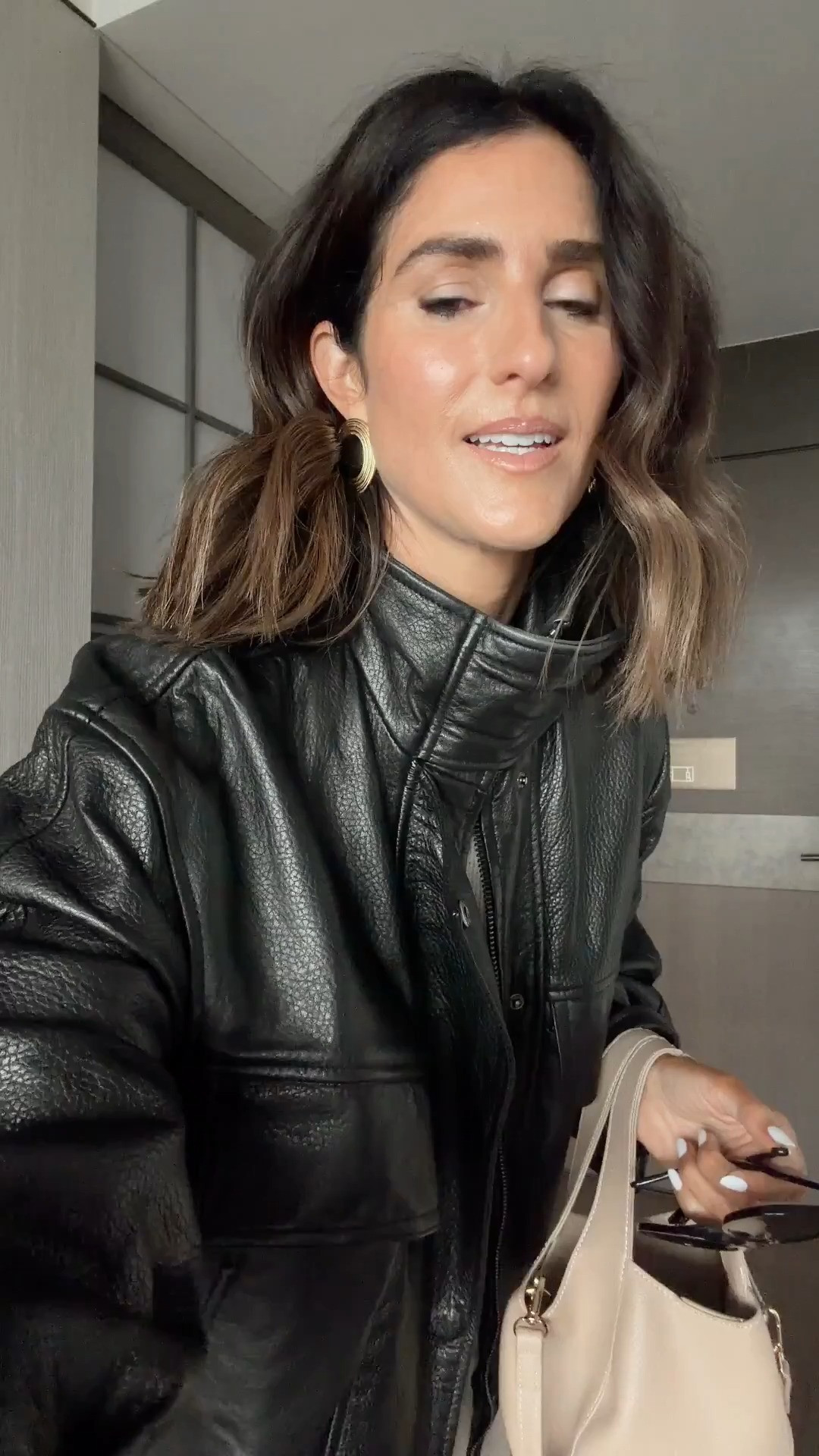 Hello from Tokyo Japan! 🇯🇵 wanted to share what I’m wearing today. It’s a bit rainy out so I have two options for layers. What do you like best? I’m just shy of 5-7” wearing the size small pants from @Aritzia  and size large knit sweater for an oversized fit from @Target  and XS leather jacket from @Zara 

 