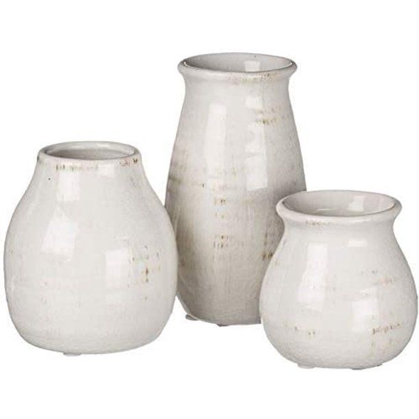 Sullivans Small White Ceramic Vase Set, Rustic Home Decor, Great for Centerpieces, Kitchen, Offic... | Walmart (US)