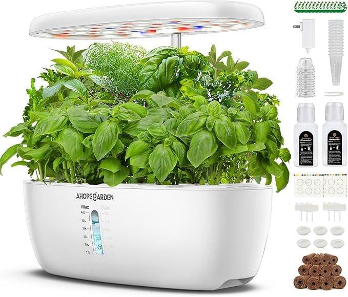 Ahopegarden Indoor Garden Hydroponics Growing System: 12 Pods Plant Germination Kit Herb Garden K... | Amazon (US)